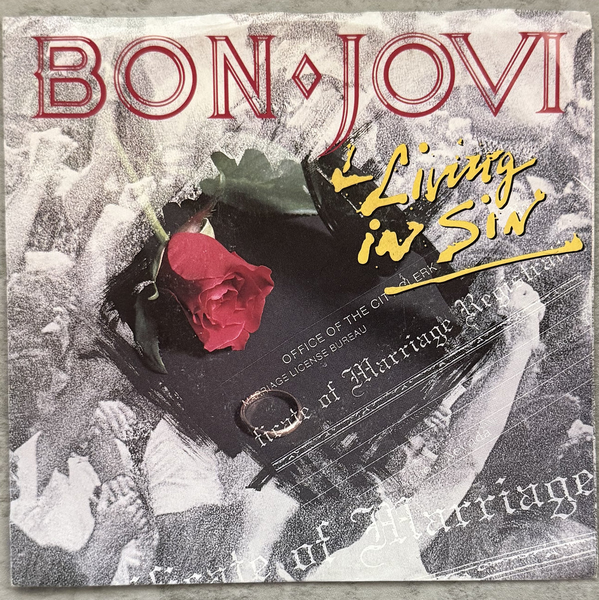 5 Bon Jovi 7" singles - 1984-1989 - VG+ You Give Love a Bad Name, Runaway!
