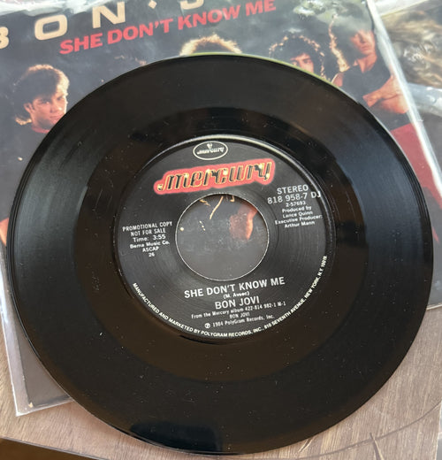 5 Bon Jovi 7" singles - 1984-1989 - VG+ You Give Love a Bad Name, Runaway!