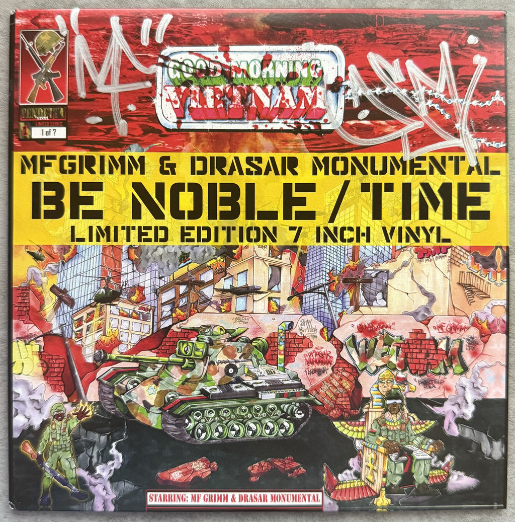 SIGNED - MF Grimm & Drasar Monumental -Be Noble/Time -VG+ ltd/numbered