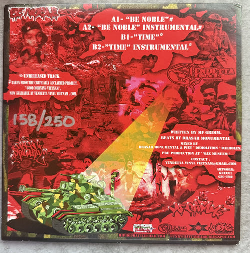 SIGNED - MF Grimm & Drasar Monumental -Be Noble/Time -VG+ ltd/numbered