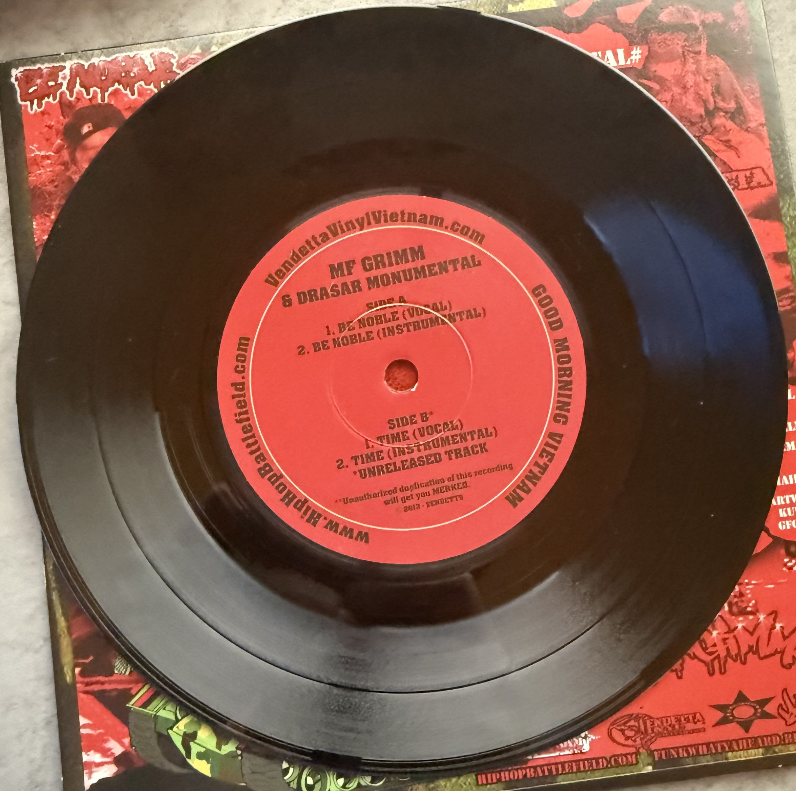 SIGNED - MF Grimm & Drasar Monumental -Be Noble/Time -VG+ ltd/numbered