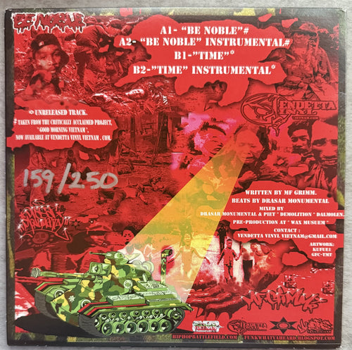 SIGNED - MF Grimm & Drasar Monumental -Be Noble/Time -VG+ ltd/numbered