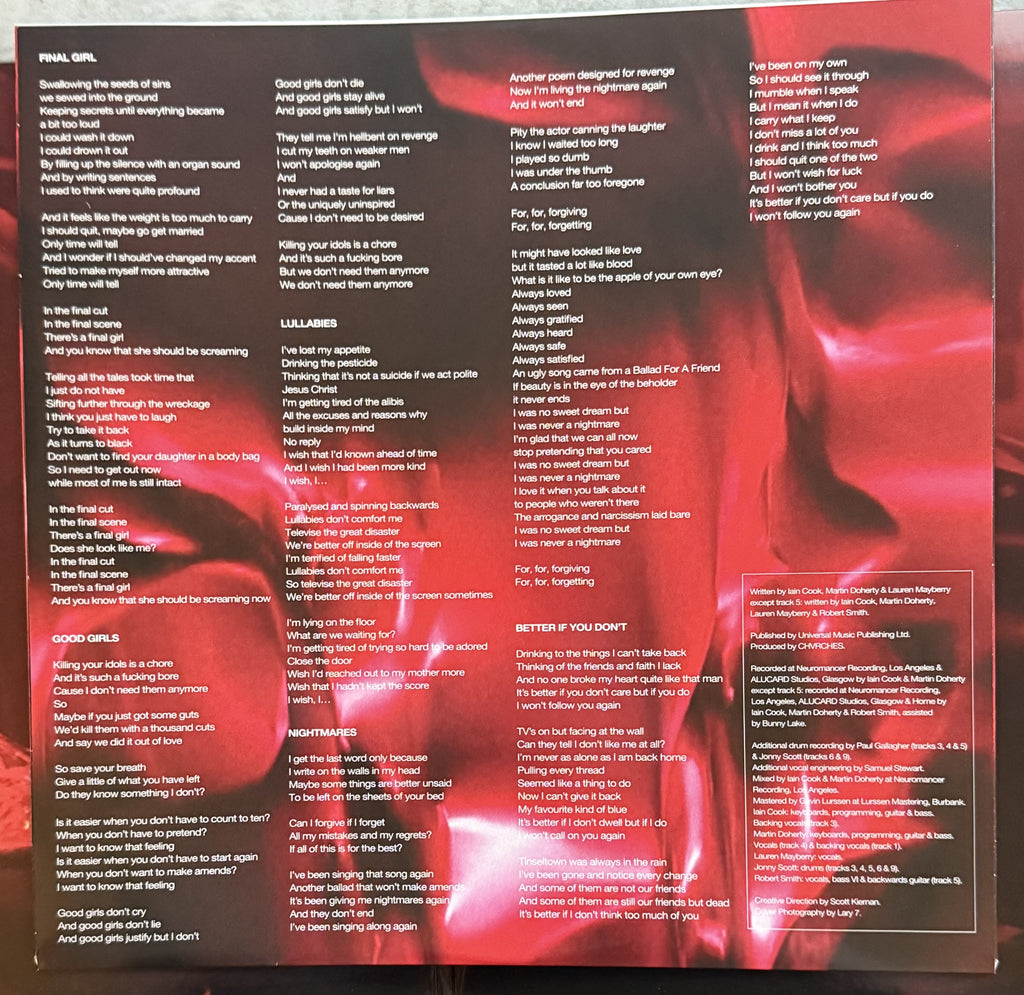 Chvrches -Screen Violence -2021 UK first press on red transparent vinyl, VG+/VG+