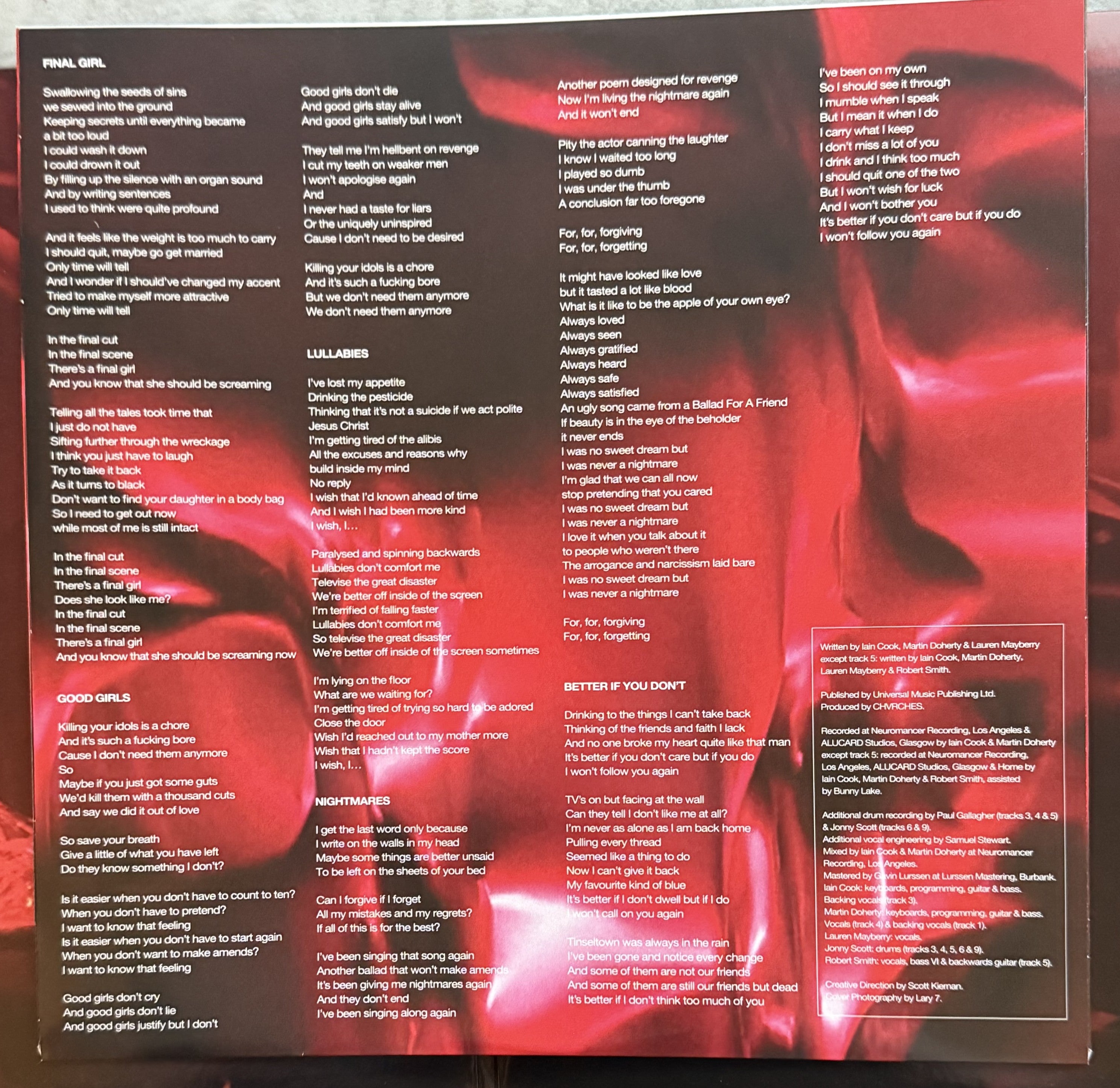 Chvrches -Screen Violence -2021 UK first press on red transparent vinyl, VG+/VG+