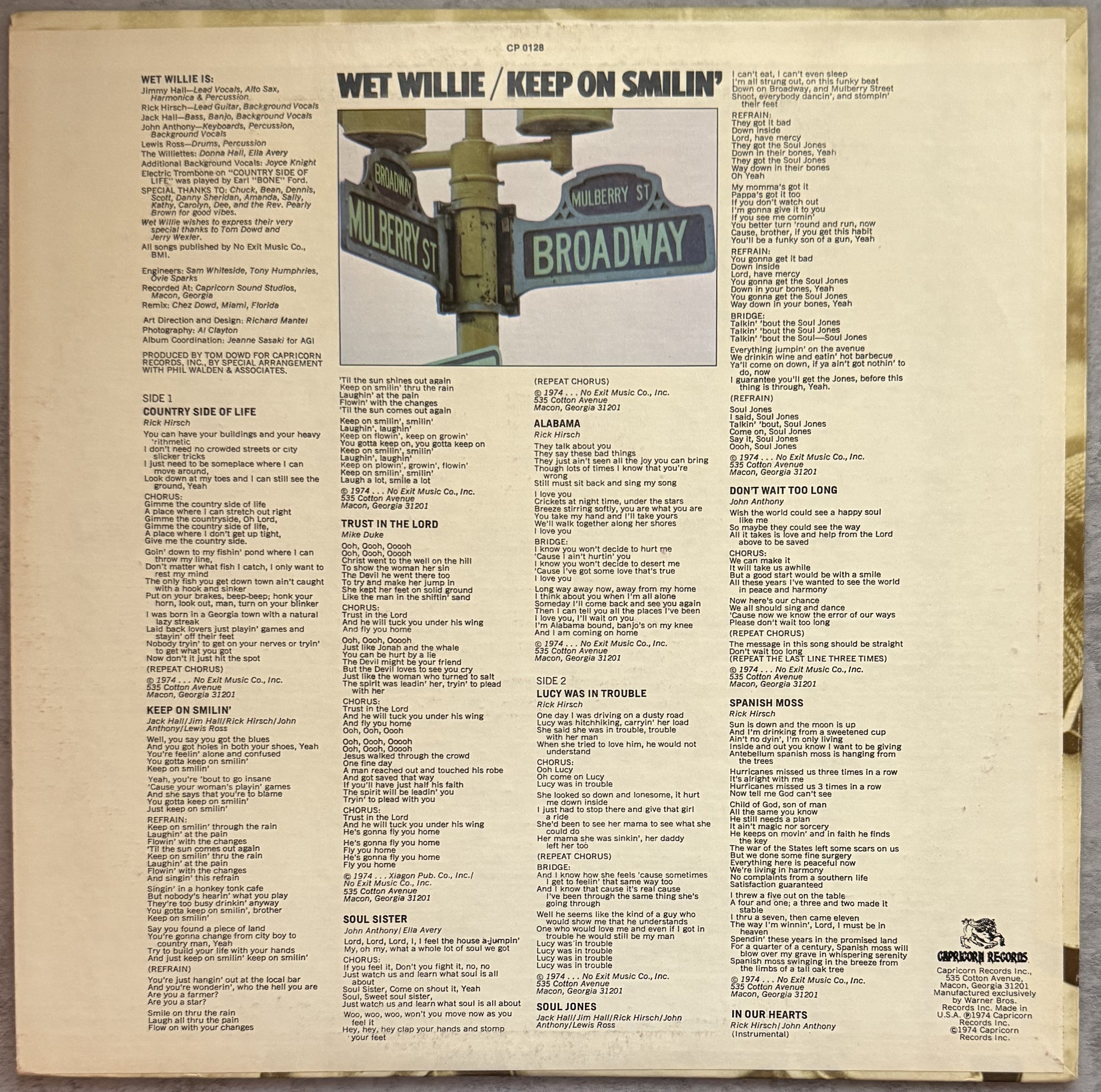 Wet Willie -Keep On Smilin' 1974 US 1st Press (TH) SUPER CLEAN, STRONG VG+/VG+