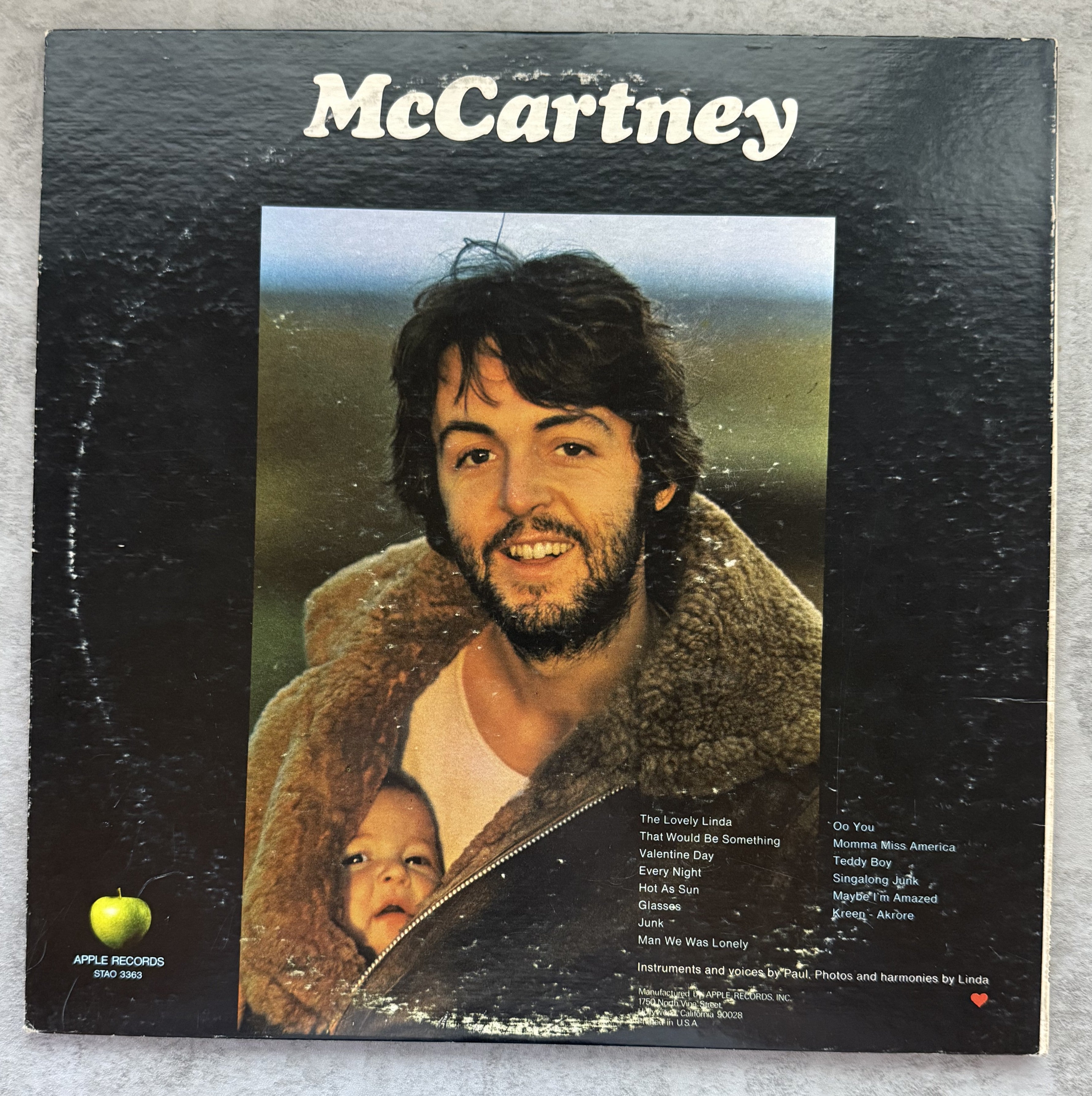 McCartney -1973 Apple reissue, nice copy! VG/VG used vinyl STAO 3363/SMAS-3363