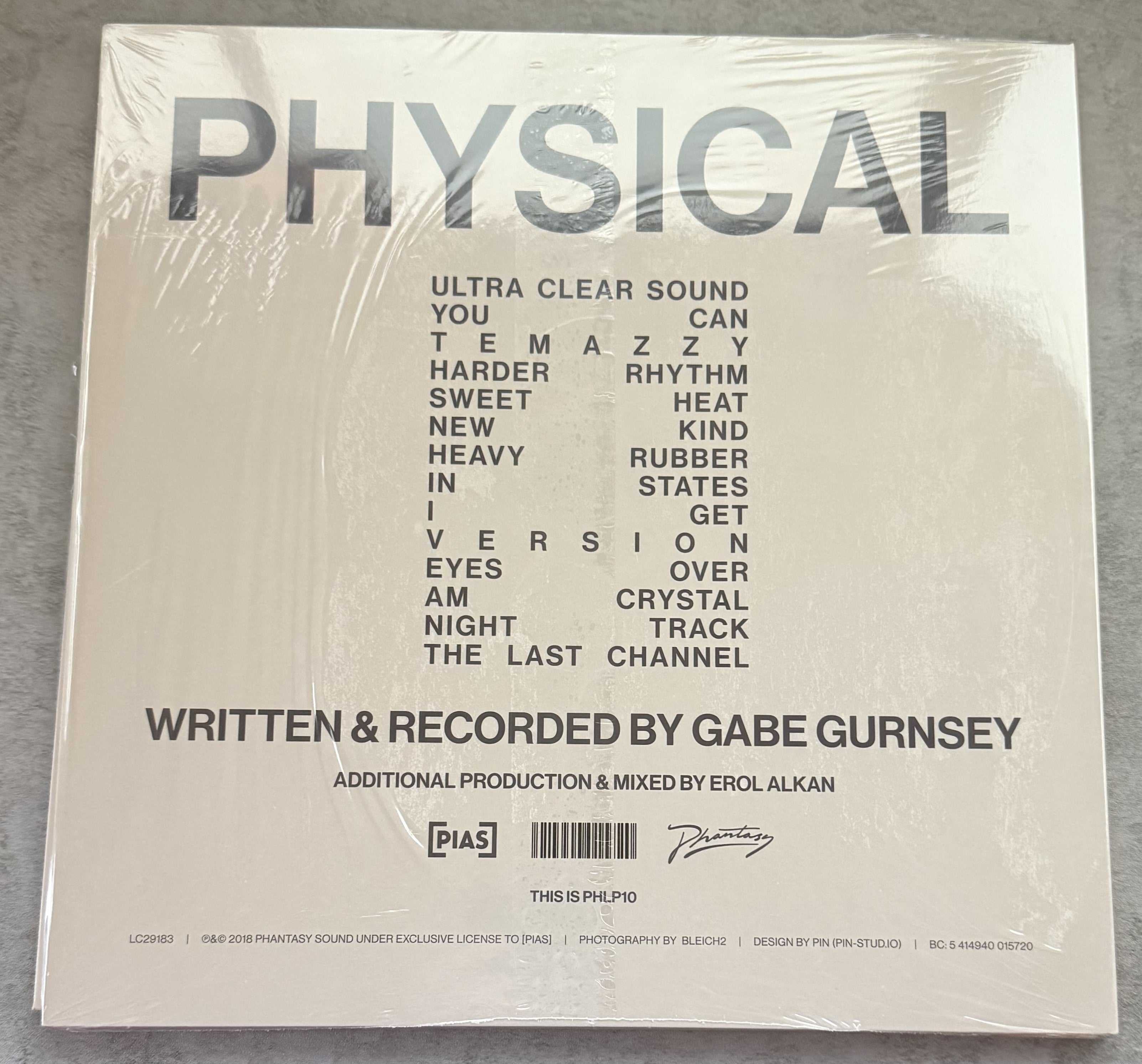 Gabriel Gurnsey - Physical - 2018 2xLP UK/US release, black vinyl strong VG+/VG+
