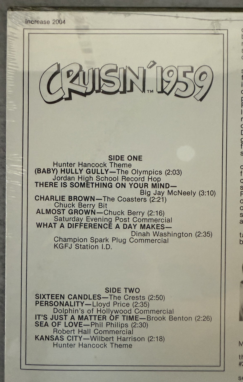 Cruisin' 1959 - INCM 2004 - SEALED/NM 1983 release GOLDEN OLDIES