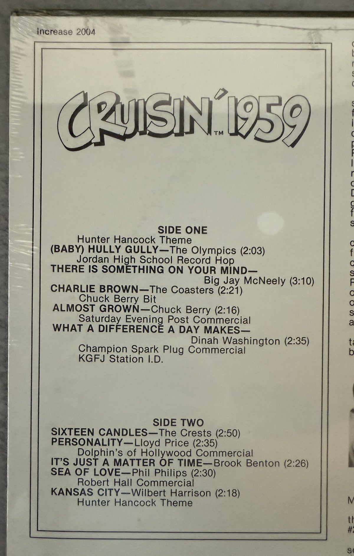 Cruisin' 1959 - INCM 2004 - Sealed New 1983 release GOLDEN OLDIES
