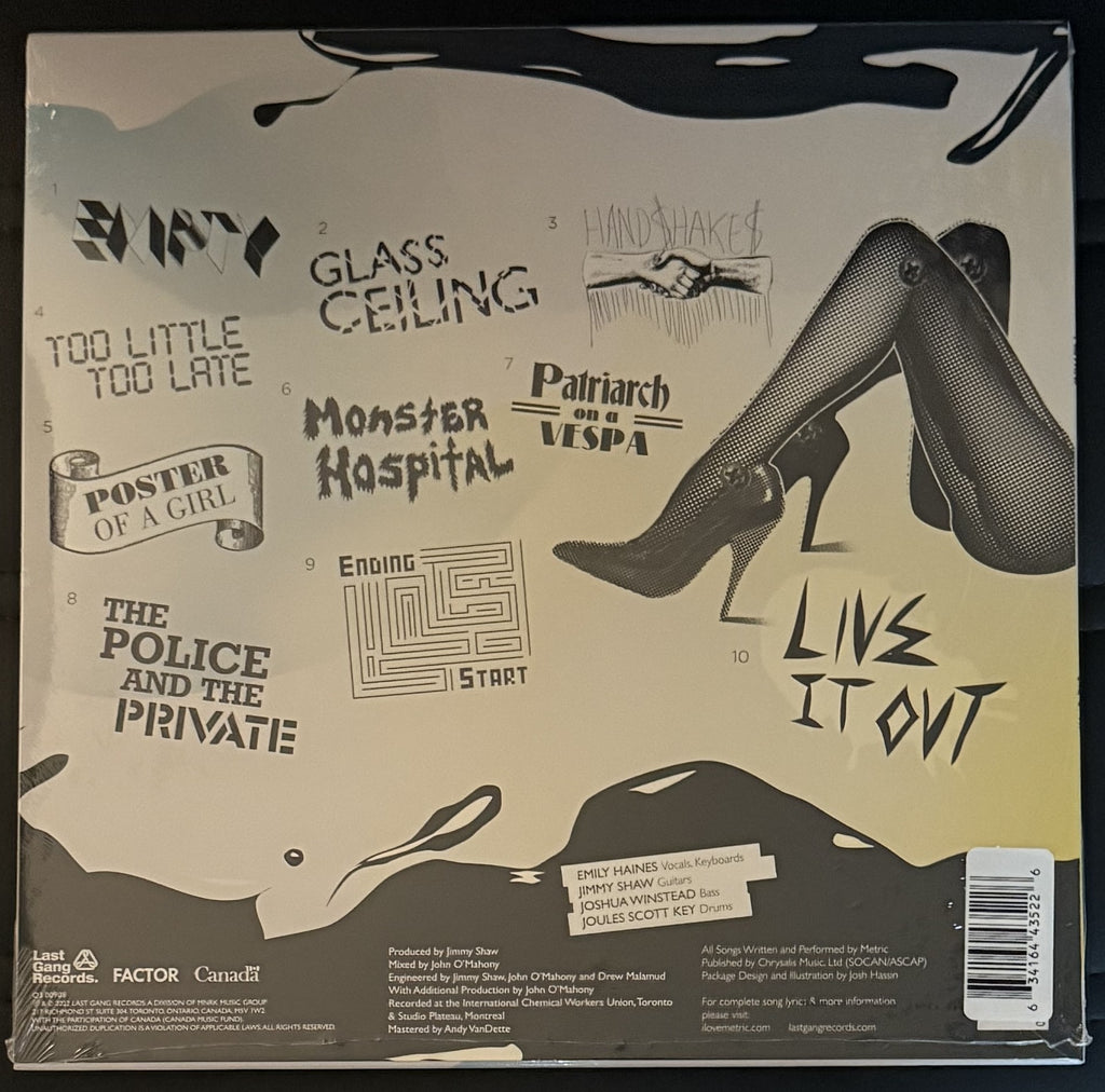 Metric - Live It Out - 2025 Canada reissue on white vinyl SEALED/NM