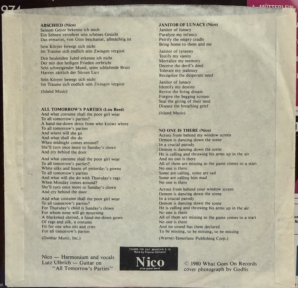 Nico - 2-pack - 1980 original 4 tracks at CBGB 7" EP and 2025 RSD Live in Reims