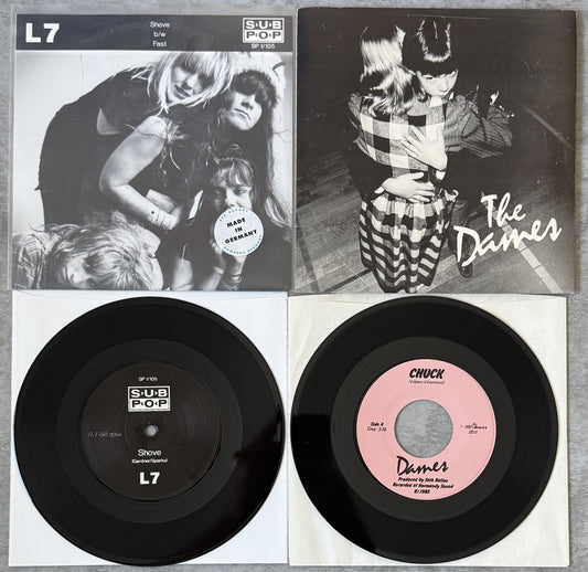 RARE 2-pack L7 & The Dames (Gail Greenwood) - 7" rarities Strong VG++ ( belly )