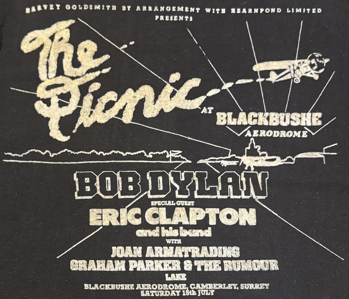 RARE Picnic At Blackbushe 1978 ORIGINAL SWEATSHIRT Bob Dylan Eric Clapton Rumour