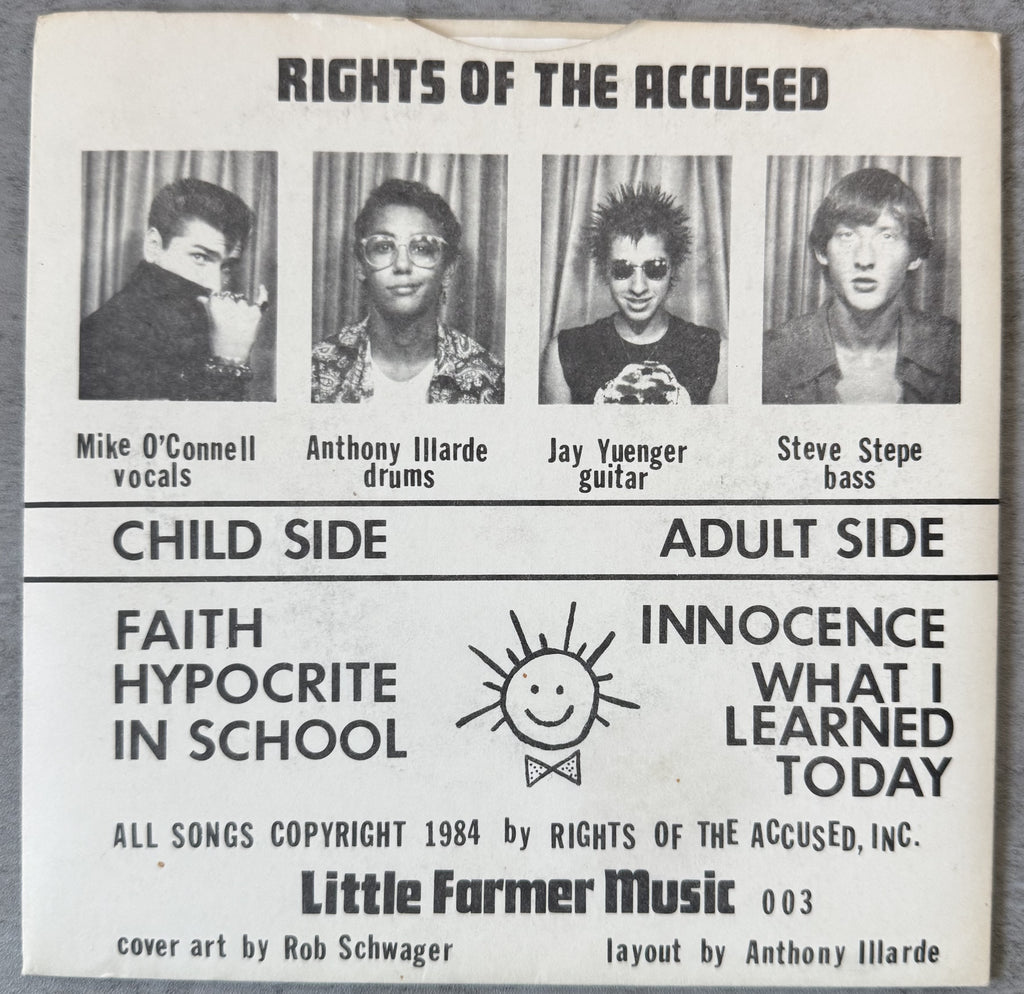 Rights Of The Accused - Innocence - 1st press - ALL INSERTS - 1984 7" EP VG+/VG+