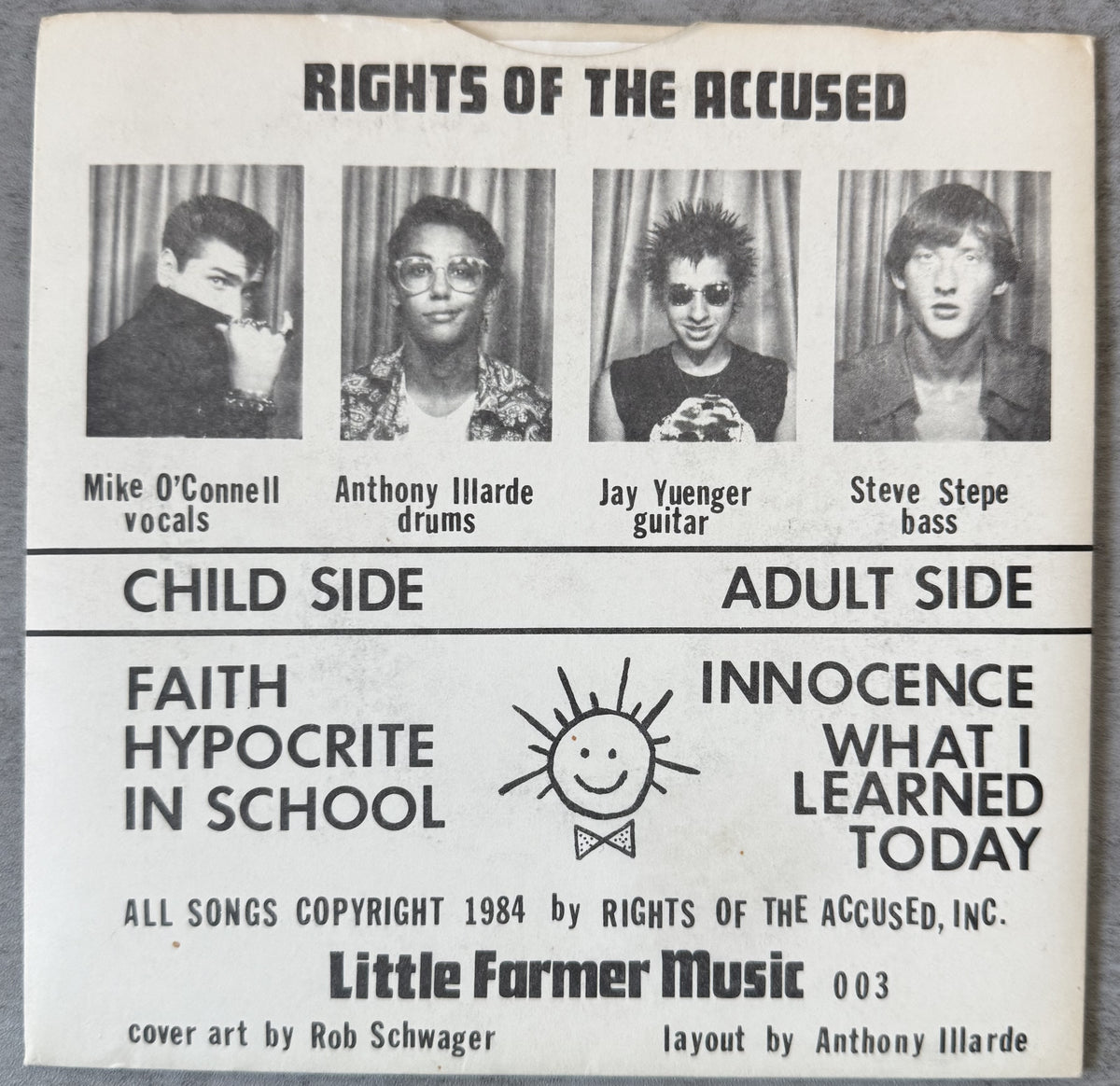 Rights Of The Accused - Innocence - First press - ALL INSERTS - 1984 7" EP VG+/VG+