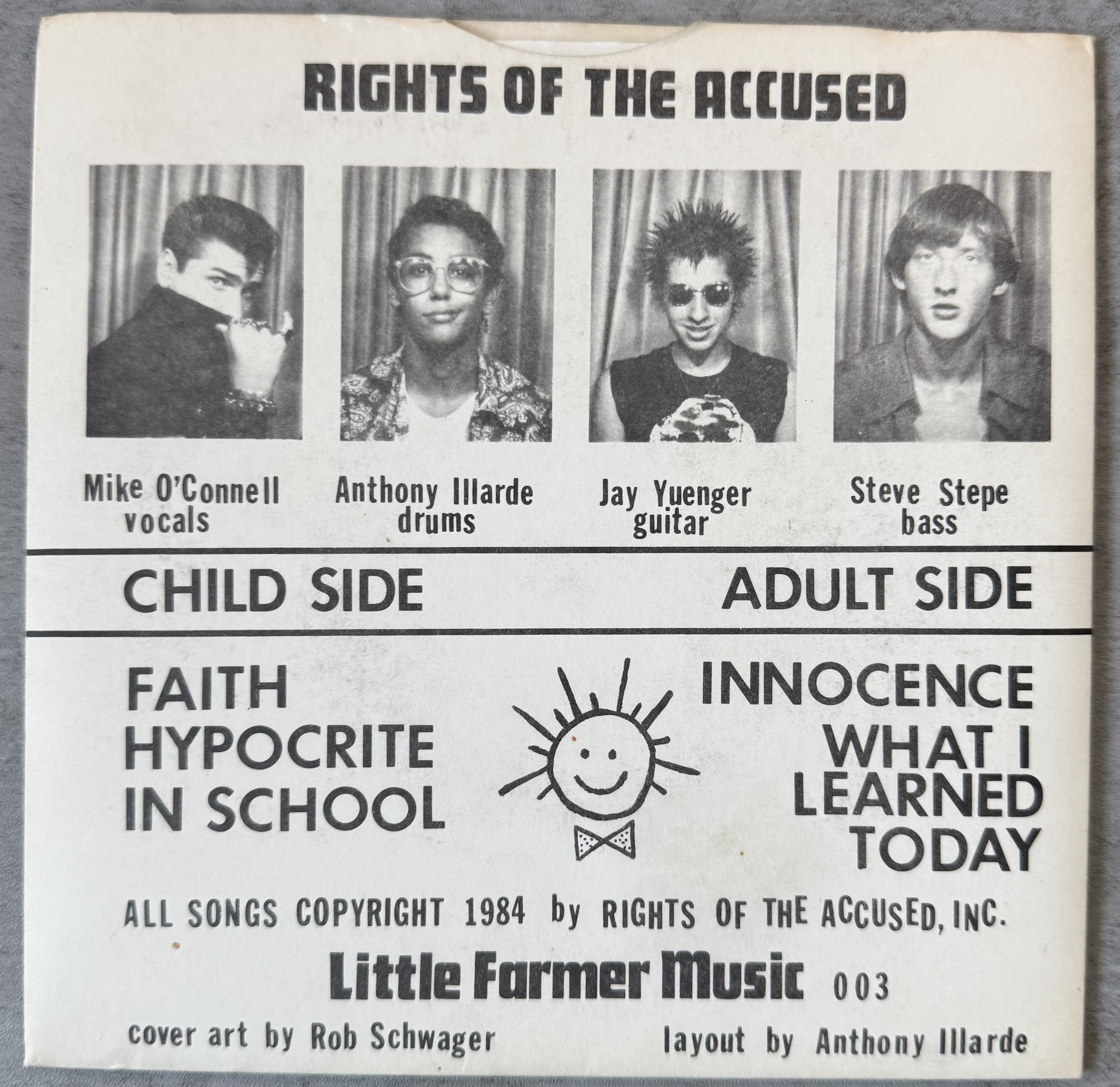Rights Of The Accused - Innocence - 1st press - ALL INSERTS - 1984 7" EP VG+/VG+