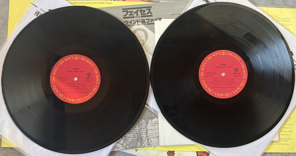 Earth Wind & Fire - Faces 1980 Japanese, OBI + poster & all inserts VG+/VG+ 2xLP