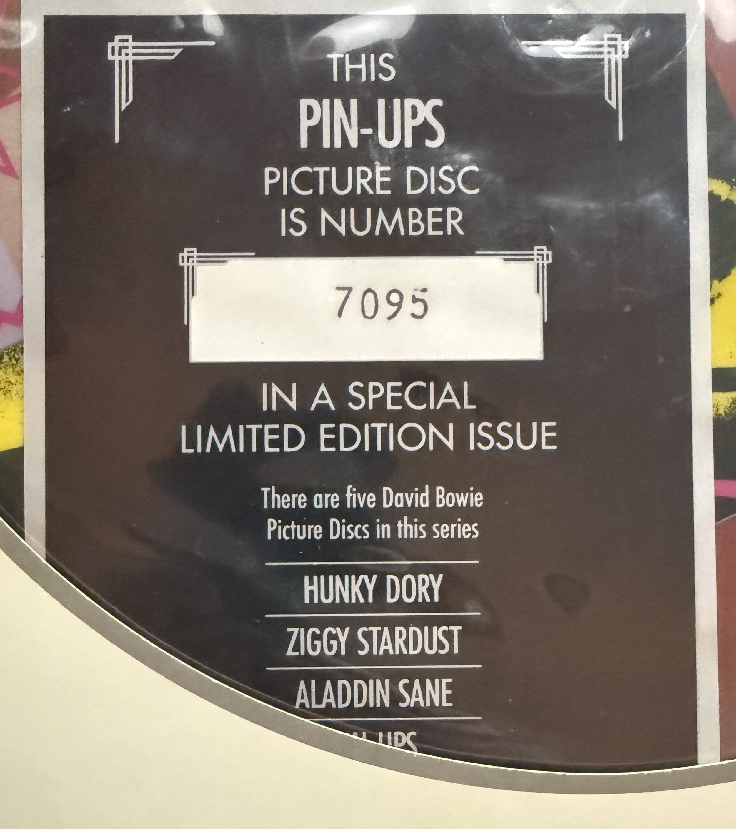 RARE David Bowie Pinups 1984 Picture Disc UK Import Ltd Edtn #7095 Strong VG+