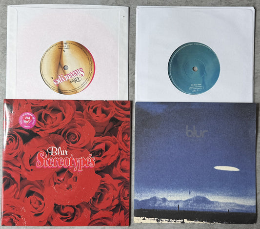 RARE Blur 2 pack Stereotypes + On Your Own VG+/VG+ UK imports color vinyl 96/97
