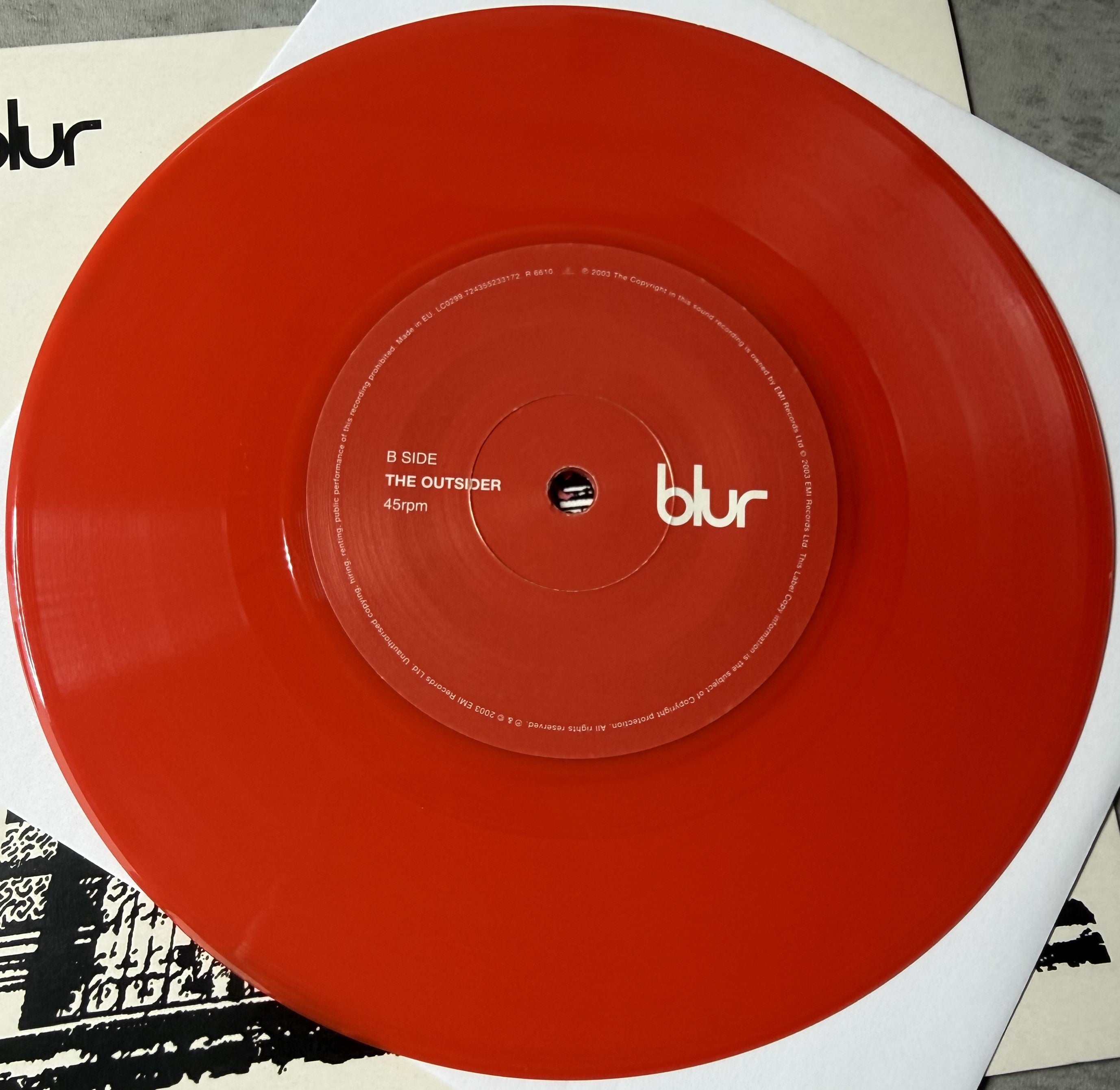 RARE Blur - Crazy Beat 2003 UK 1st Press 7" Single Red Vinyl VG+/VG+ Banksy art!