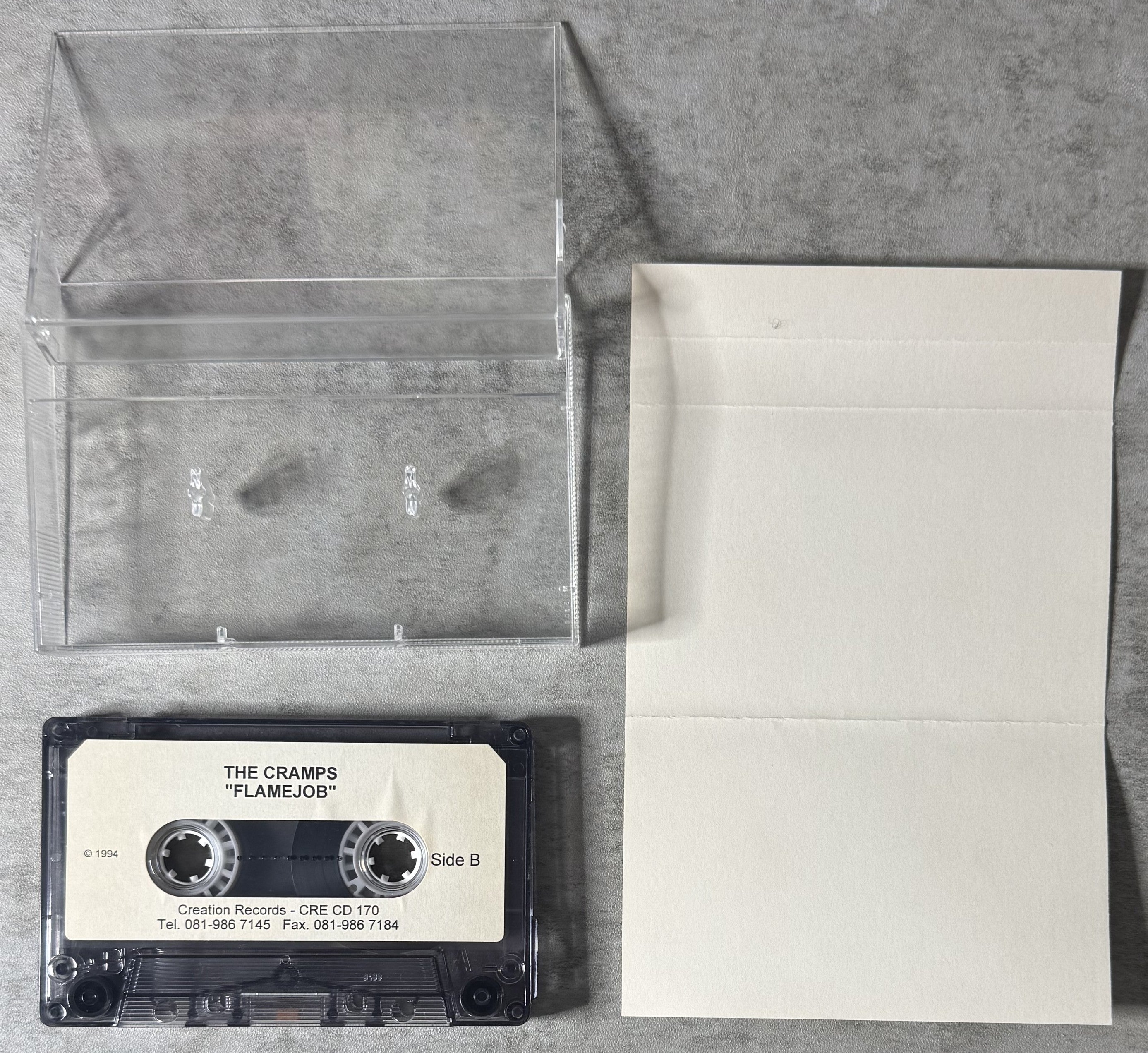 The Cramps Flamejob Cassette 1994 Creation UK Import CRE CD 170 White Label