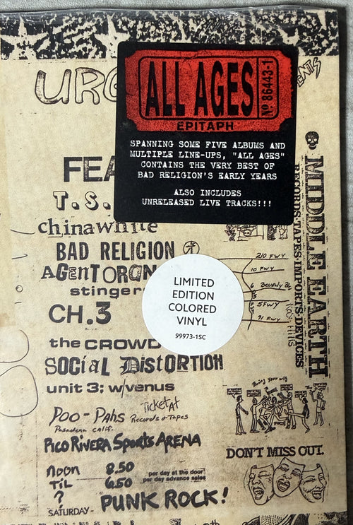 Bad Religion - All Ages - SEALED/NM Ltd Edtn 1,000 Pressed on Buttercream Vinyl