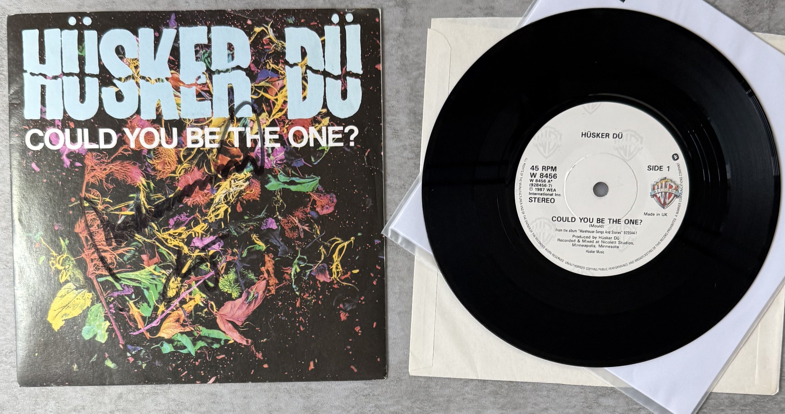AUTOGRAPED Husker Du - Could You Be The One - 1987 UK Import 7" Single, VG+/VG+