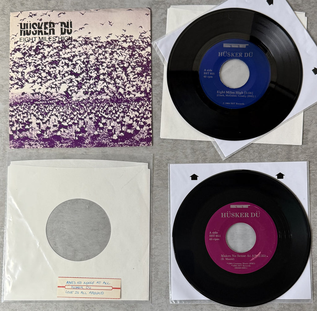 Husker Du 2-pack of 7" singles - Eight Miles High & Makes No Sense At All 1984/85 VG+ vinyl