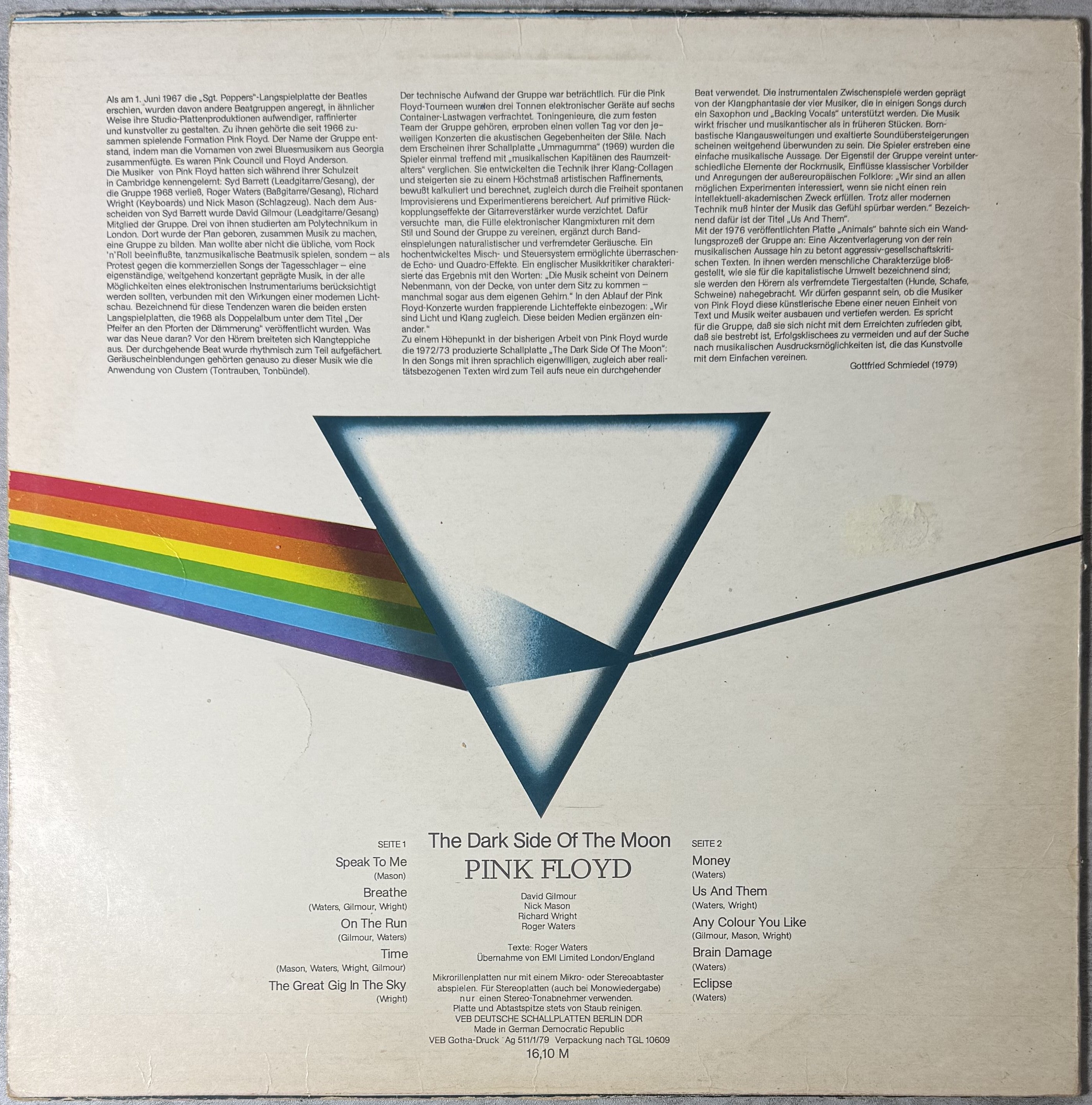 **East German** Pink Floyd - The Dark Side Of The Moon 1979 VG/VG