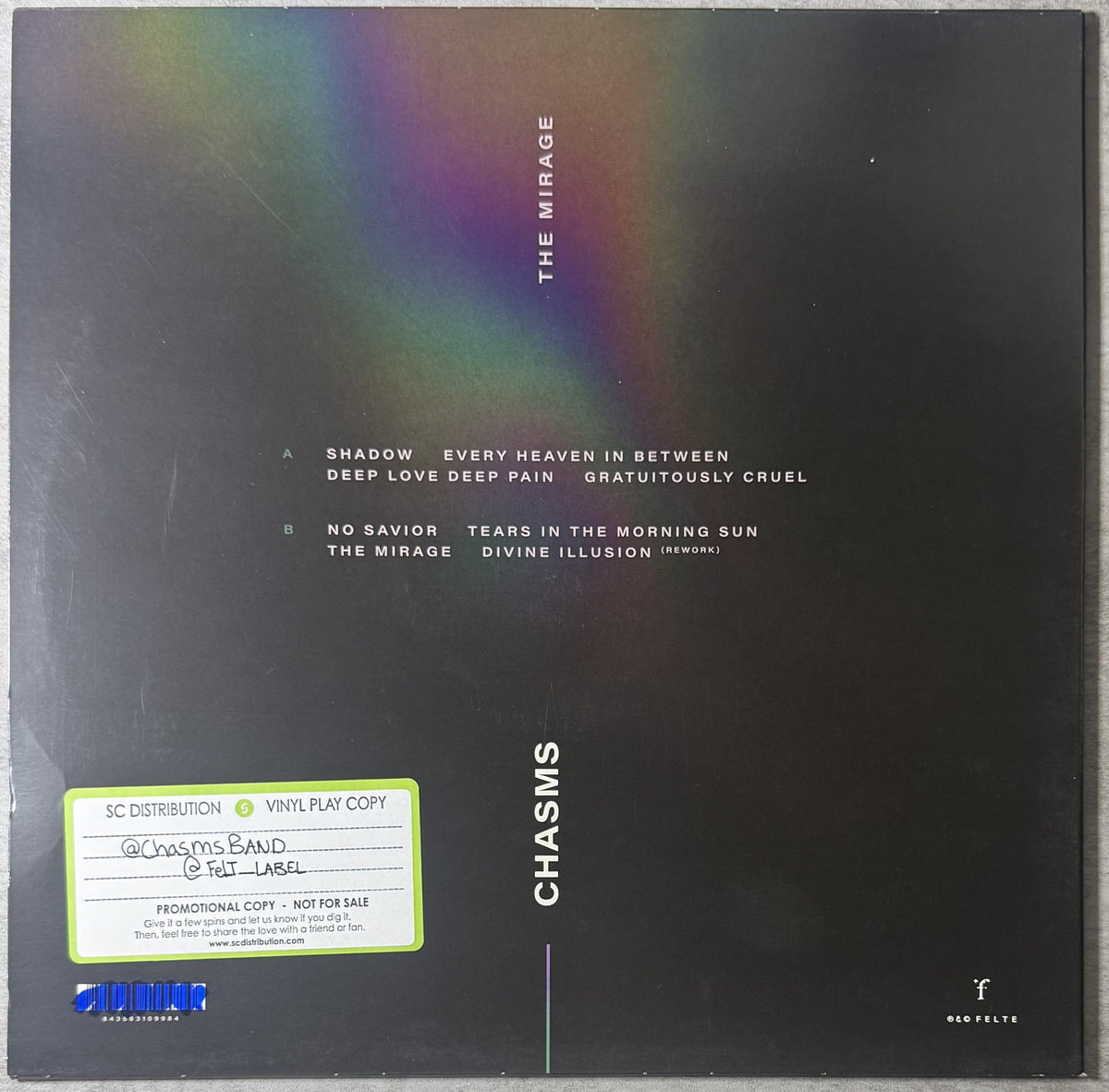 Chasms - The Mirage - 2019 PROMO copy of Limited Edition (500) album Strong VG+/VG+