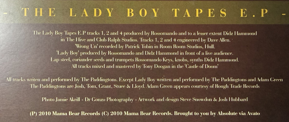 AUTOGRAPHED The Paddingtons - The Lady Boy Tapes 10" EP - 2010 UK RSD VG+/VG+
