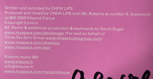 AUTOGRAPHED CHEW LiPS - Solo 2009 12" French Import SVG+