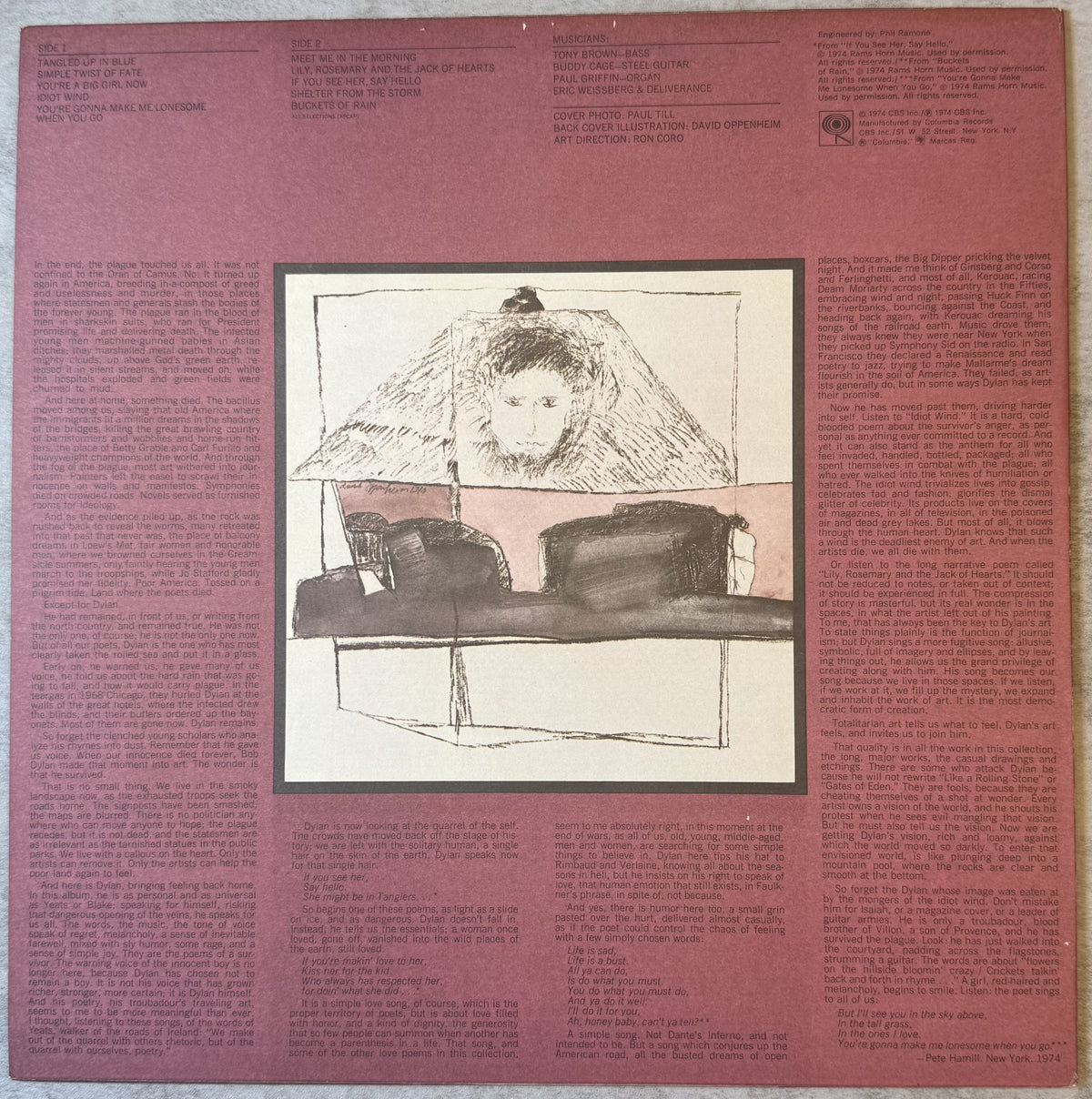Bob Dylan - Blood On The Tracks - 1975 US First Press (Black Liner Notes) VG+/VG+