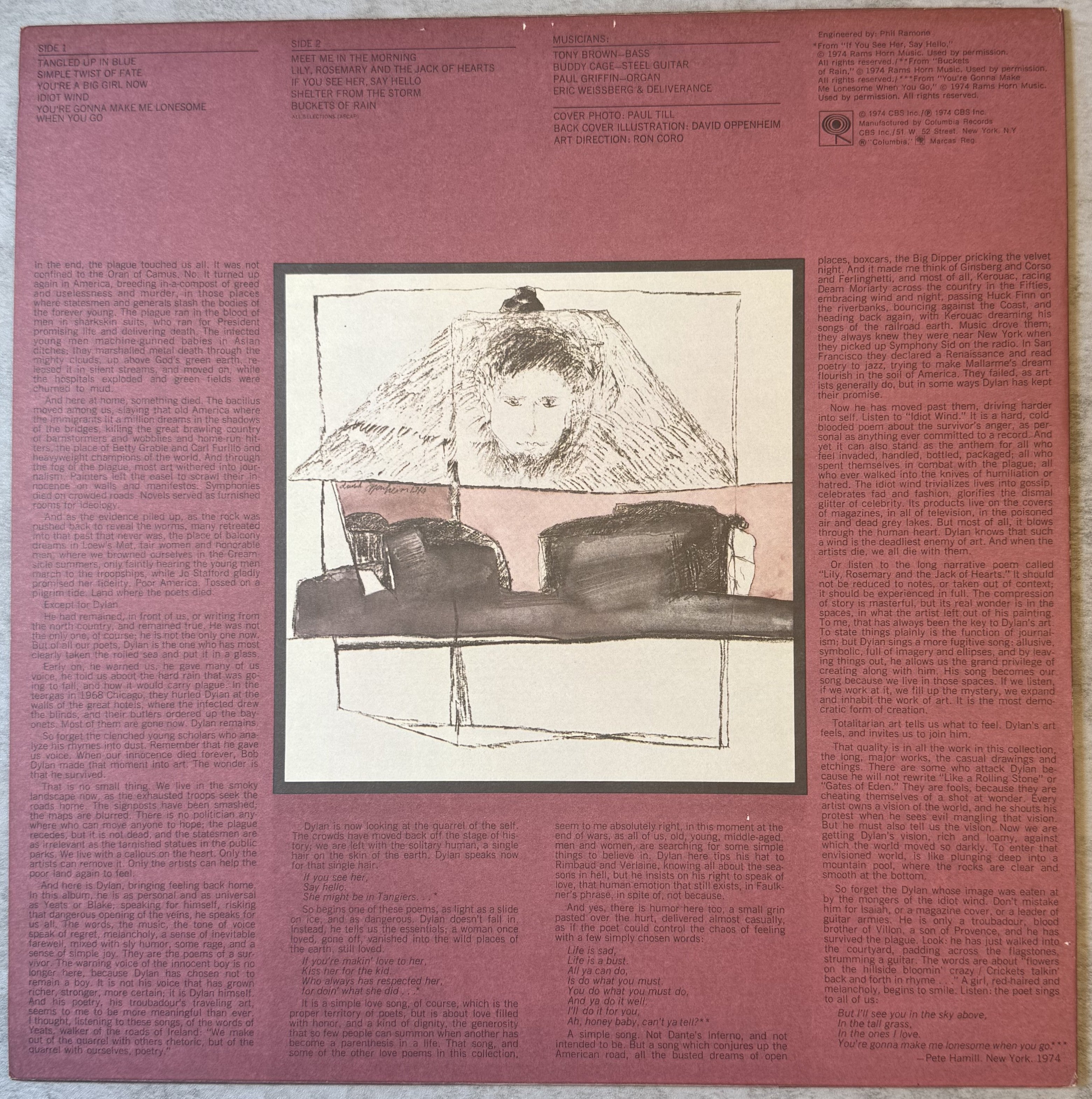 Bob Dylan - Blood On The Tracks - 1975 US 1st Press (Black Liner Notes) VG+/VG+