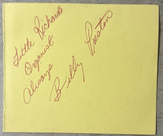 AUTOGRAPH - Billy Preston (also Ricky Brook on reverse) - Beatles & Rock 'N' Roll Memorabilia