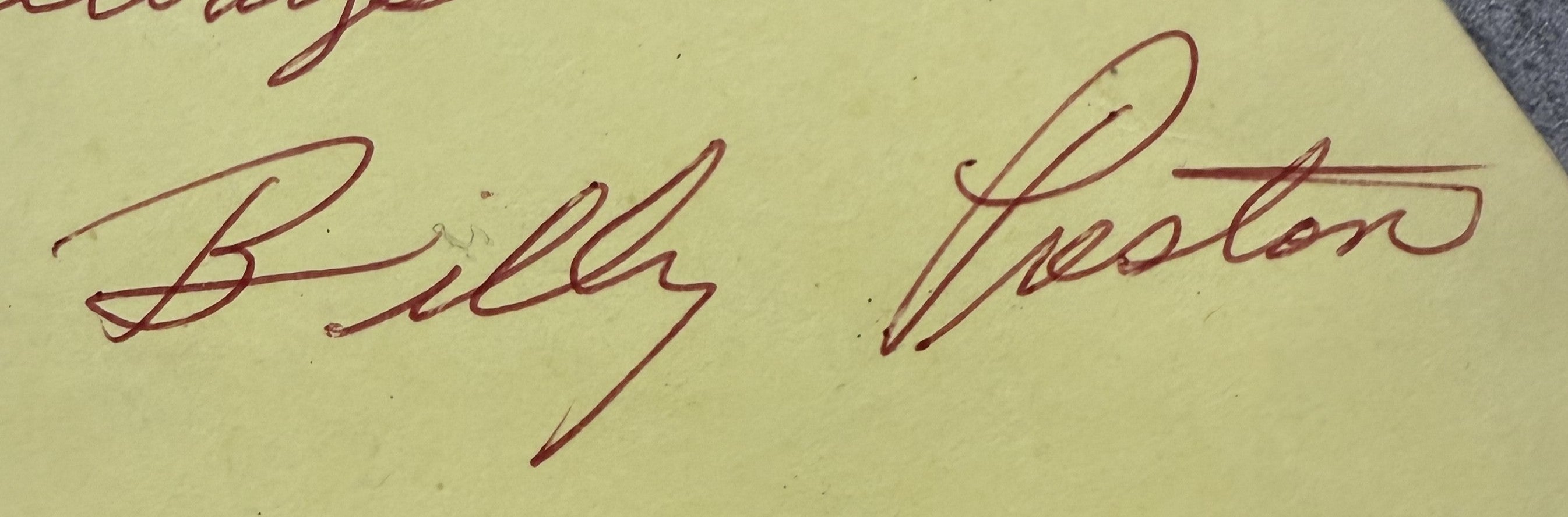 AUTOGRAPH - Billy Preston (also Ricky Brook on reverse) - Beatles & Rock 'N' Roll Memorabilia