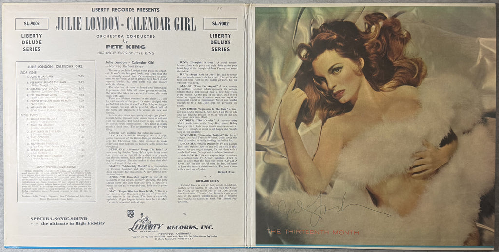 AUTOGRAPHED Julie London - Calendar Girl 1956 US 1st Press VG+/VG+