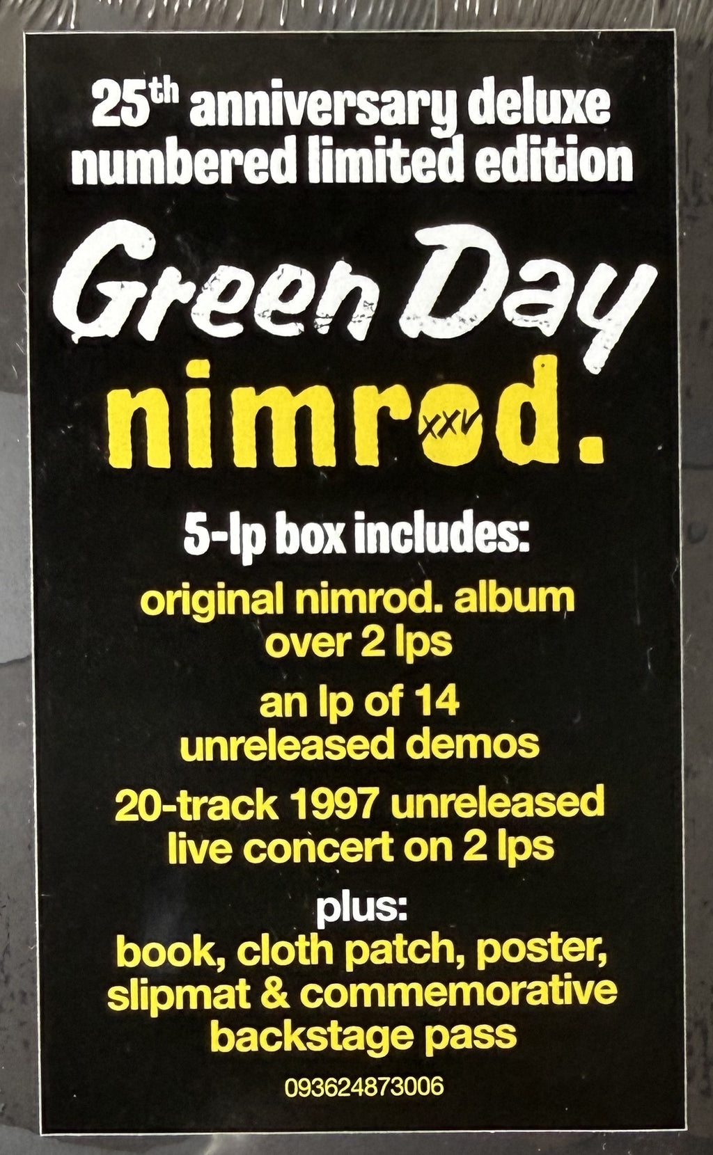 Green Day - Nimrod. XXV Box Set SEALED/NM #16,971 25th Anniv Ltd Edtn Black Vinyl