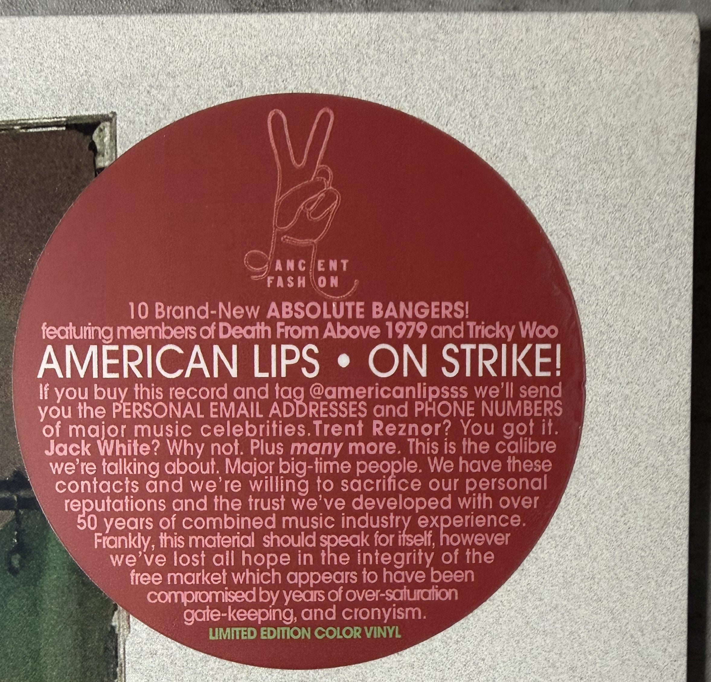 RARE PUNK American Lips - On Strike! SEALED/NM 2025 Ltd Edtn (100 copies) Clear Vinyl