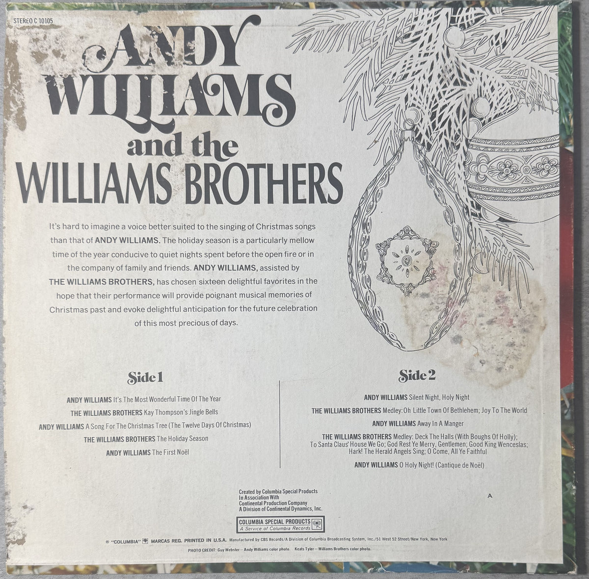 Christmas w Andy Williams & The Williams Bros - 1971 TH First Press