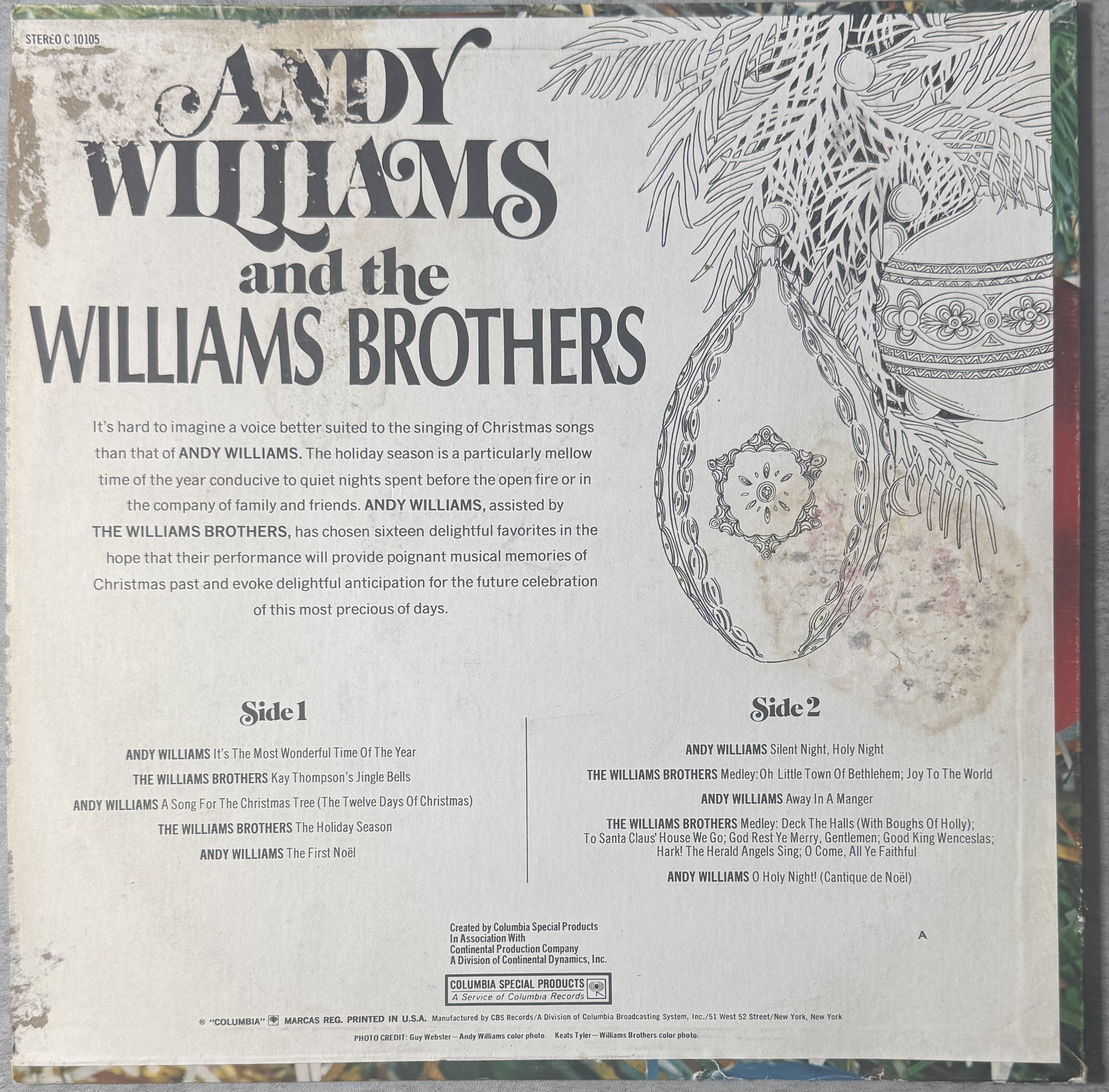 Christmas w Andy Williams & The Williams Bros - 1971 TH 1st Press