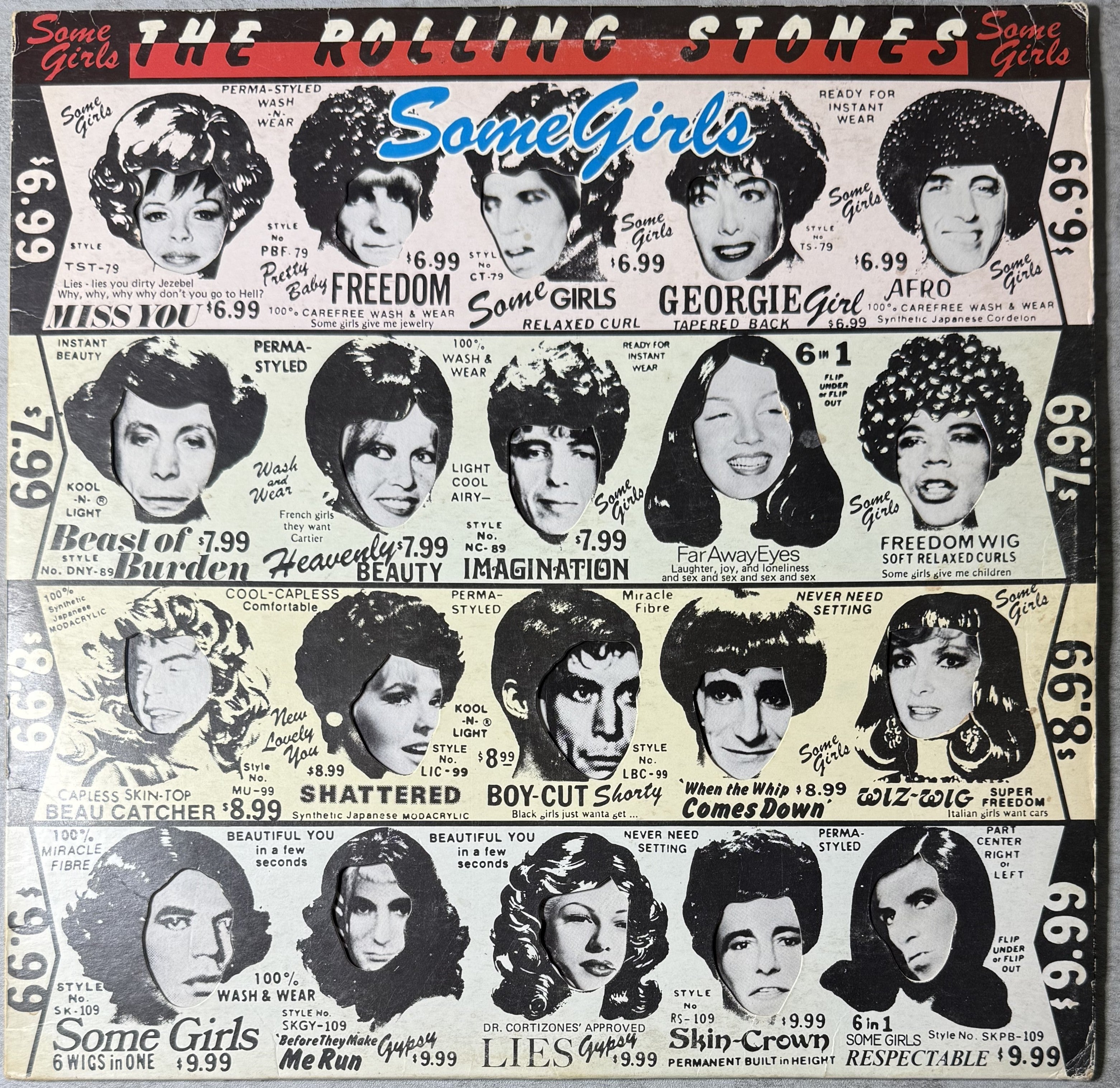 The Rolling Stones - Some Girls 1978 UK 1st Press TJ Cut w Celebrity Face insert G/VG
