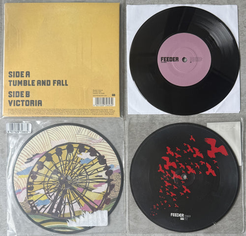 Feeder - 3 pack UK Import 7"s 2005 w 2 picture discs all VG+