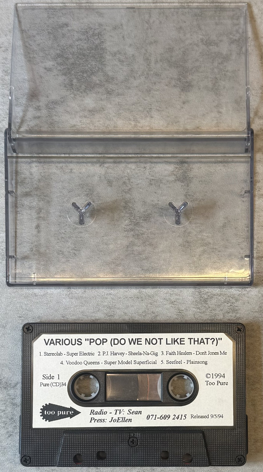 Pop (Do We Not Like That?) - Too Pure 34 - 1994 UK Comp Cassette VG+ (PJ Harvey, Stereolab, Seefeel, Pram, Laika)