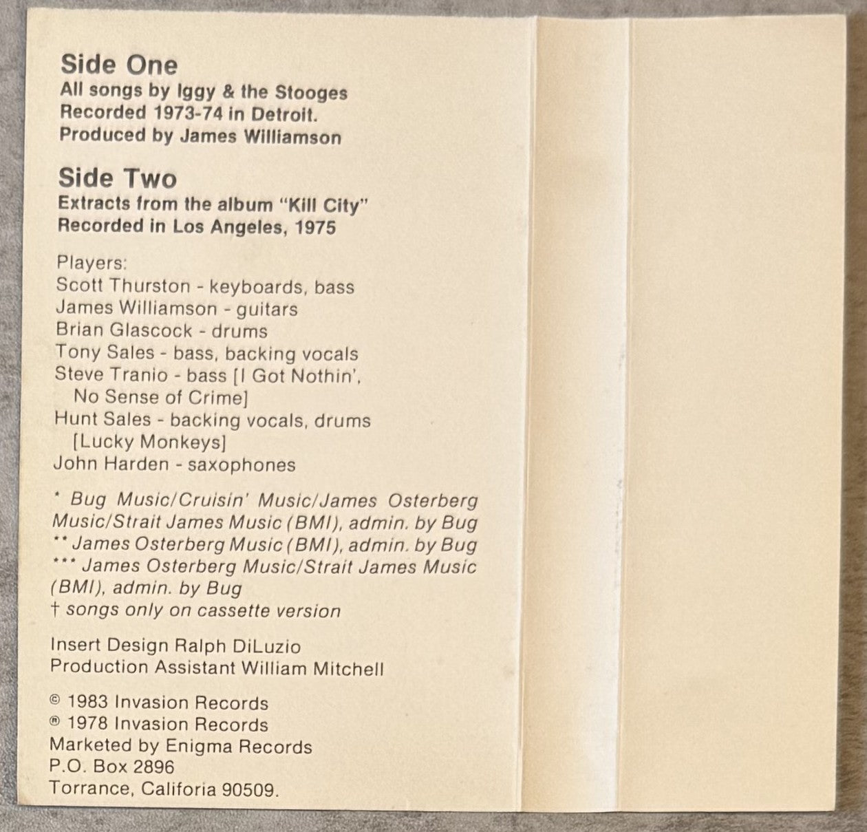 RARE Iggy Pop - I Got A Right 1983 US Special Edtn Cassette VG+