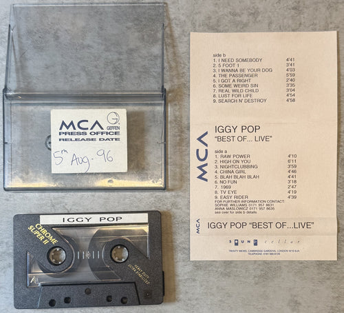 Iggy Pop - Best Of ... Live - MCA Promo Cassette 1996 VG+