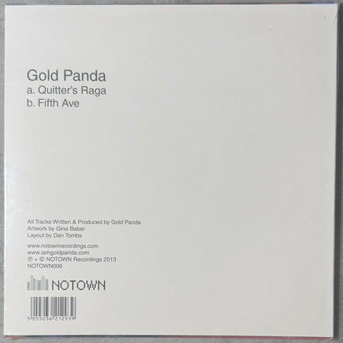 Gold Panda - Quitter's Raga SEALED/NM 7" 2013 UK Ltd Edtn (600) Heavy Vinyl