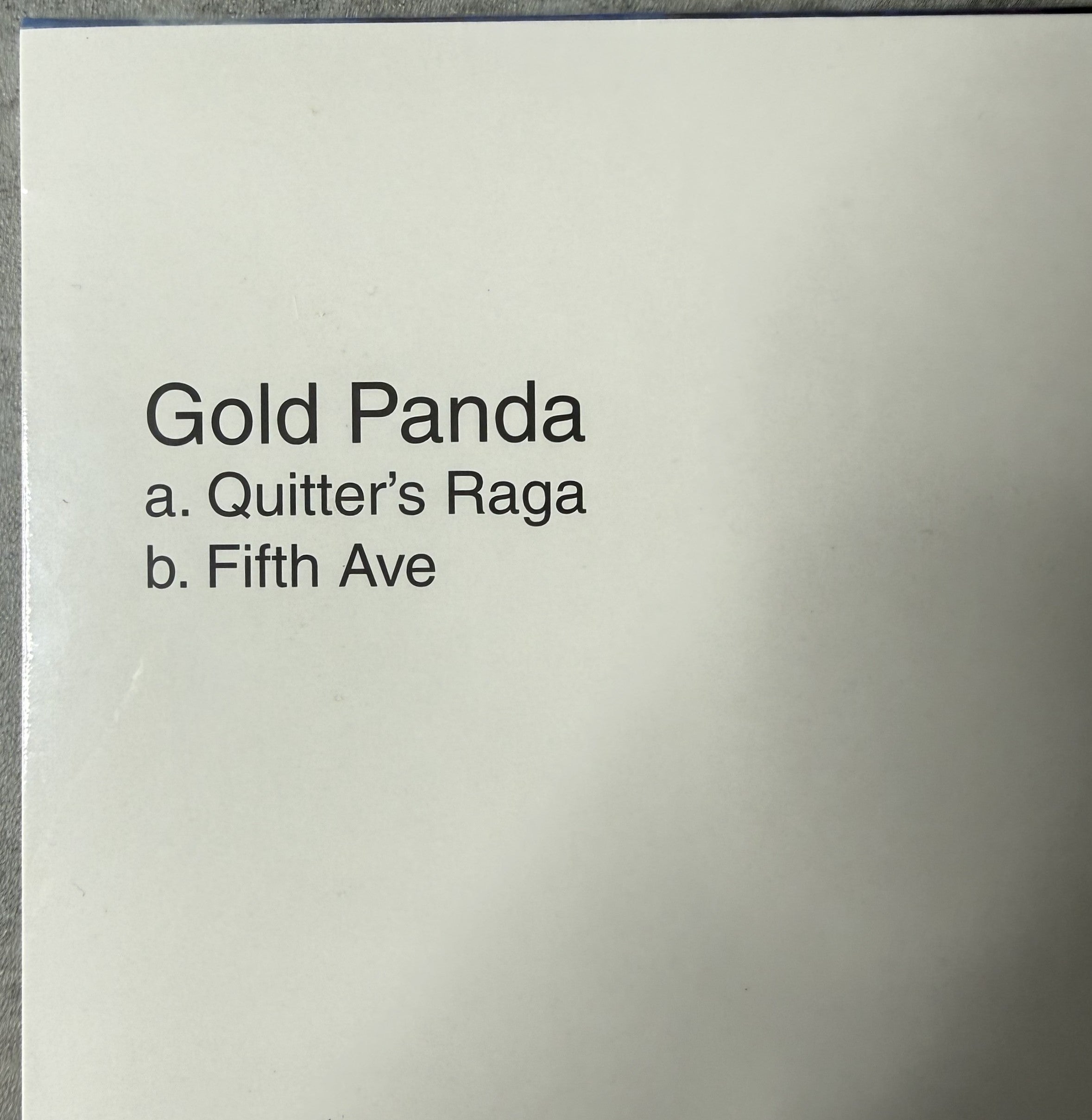 Gold Panda - Quitter's Raga SEALED/NM 7" 2013 UK Ltd Edtn (600) Heavy Vinyl