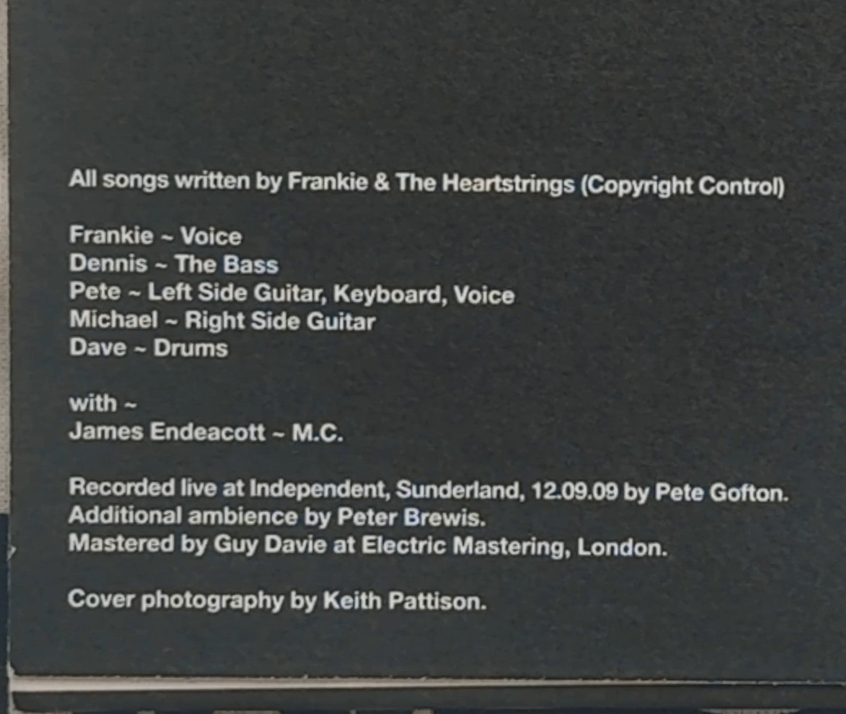 Frankie & The Heartstrings 12.09.09 UK Ltd Edtn (500) 10" EP VG+/NM