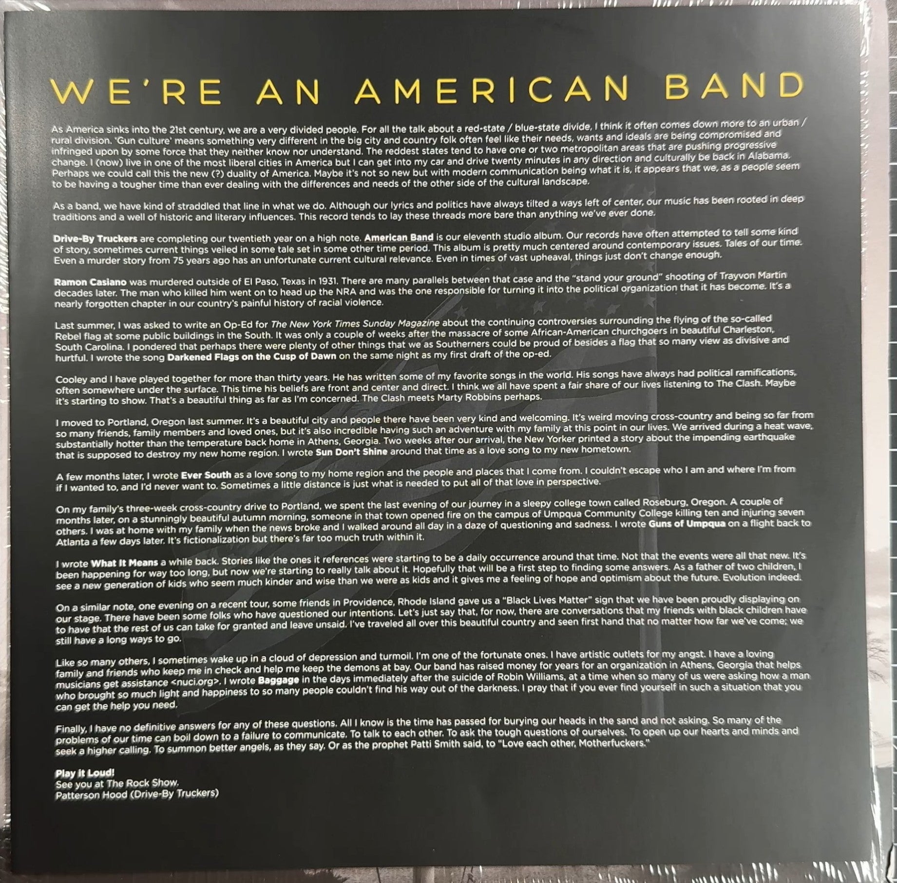 Drive-By Truckers - American Band 2016 Euro 1st Press VG+/VG+